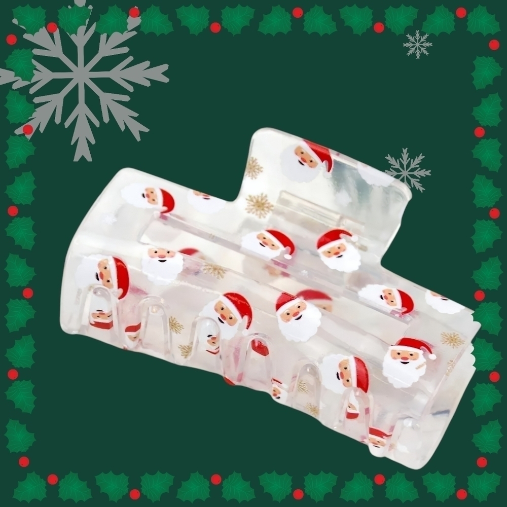 🆕️ Festive SANTA Acrylic Hair Claw Clip